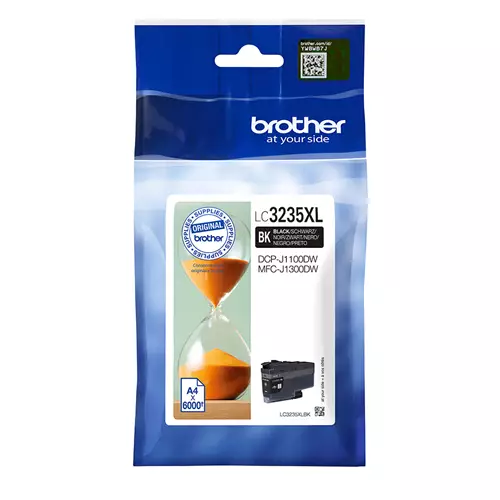 Brother LC3235XLBK. Cartridge capacity: High (XL) Yield Black ink type: Pigment-based ink Supply type: Single pack Printing colours: Black Quantity per pack: 1 pc(s) Black ink page yield: 6000 pages