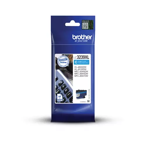 Brother LC3239XLC. Cartridge capacity: High (XL) Yield Supply type: Single pack Colour ink page yield: 5000 pages Printing colours: Cyan Quantity per pack: 1 pc(s)