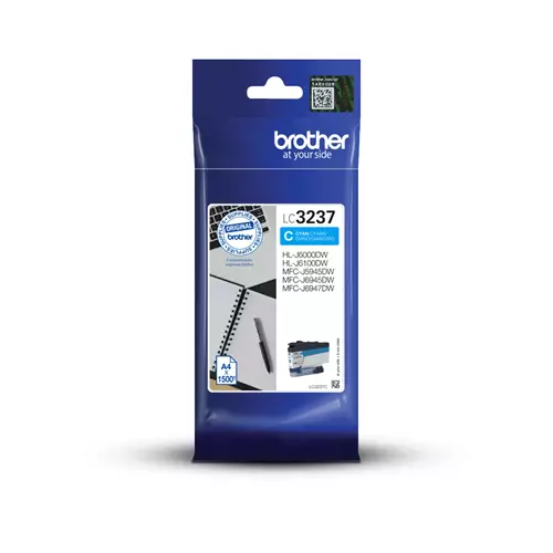 Brother LC3237C. Cartridge capacity: Standard Yield Supply type: Single pack Colour ink page yield: 1500 pages Printing colours: Cyan Quantity per pack: 1 pc(s)
