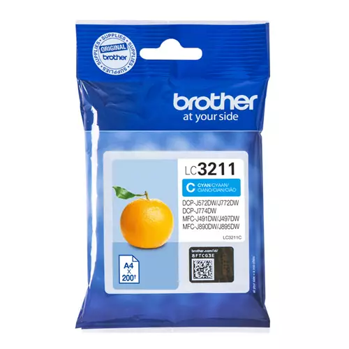 Brother LC3211C. Cartridge capacity: Standard Yield Supply type: Single pack Colour ink page yield: 200 pages Printing colours: Cyan Quantity per pack: 1 pc(s)
