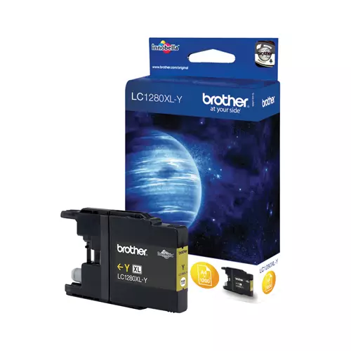 Brother LC1280XLY. Colour ink type: Pigment-based ink Cartridge capacity: High (XL) Yield Supply type: Single pack Colour ink page yield: 1200 pages Printing colours: Yellow Quantity per pack: 1 pc(s)