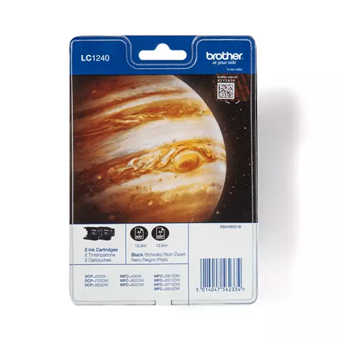 Brother Ink Cartridge Pack: Black x2. Cartridge capacity: Standard Yield Black ink type: Pigment-based ink Supply type: Multi pack Printing colours: Black Black ink page yield: 600 pages