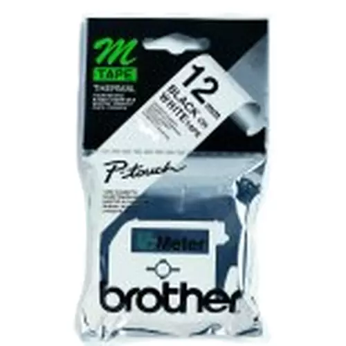 Brother Labelling Tape - 12mm Black/White Blister label-making tape M