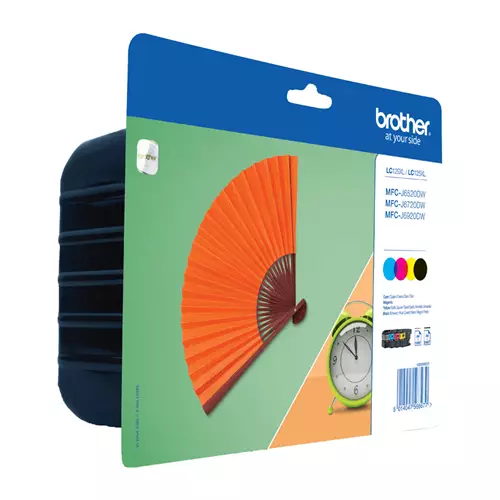 Brother LC-129XLVALBP. Supply type: Multi pack Colour ink page yield: 1200 pages Printing colours: Black Cyan Maroon Yellow Quantity per pack: 4 pc(s) Black ink page yield: 2400 pages