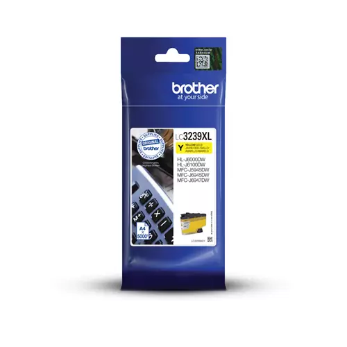 Brother LC-3239XLY. Colour ink type: Pigment-based ink Cartridge capacity: High (XL) Yield Colour ink page yield: 5000 pages Printing colours: Yellow Quantity per pack: 1 pc(s)