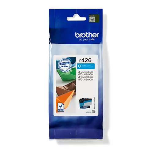 Brother LC-426C. Supply type: Single pack Colour ink page yield: 1500 pages Printing colours: Cyan Quantity per pack: 1 pc(s)