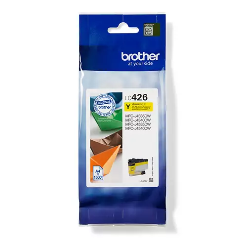 Brother LC-426Y. Supply type: Single pack Colour ink page yield: 1500 pages Printing colours: Yellow Quantity per pack: 1 pc(s)