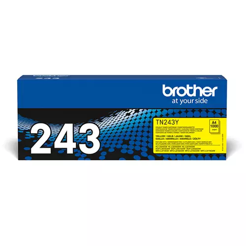 Brother TN-243Y. Colour toner page yield: 1000 pages Printing colours: Yellow Quantity per pack: 1 pc(s)