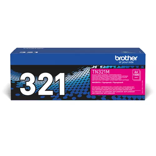 Brother TN-321M. Colour toner page yield: 1500 pages Printing colours: Magenta Quantity per pack: 1 pc(s)