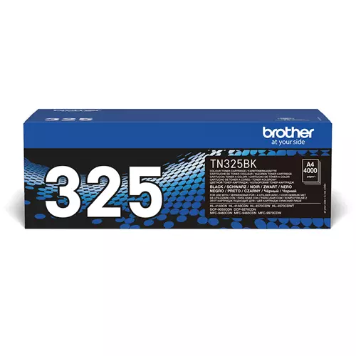 Brother TN-325BK. Black toner page yield: 4000 pages Printing colours: Black Quantity per pack: 1 pc(s)