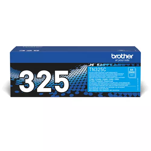 Brother TN-325C. Colour toner page yield: 3500 pages Printing colours: Cyan Quantity per pack: 1 pc(s)