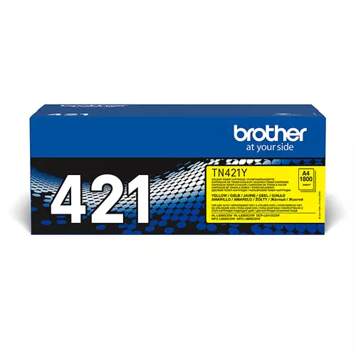 Brother TN-421Y. Colour toner page yield: 1800 pages Printing colours: Yellow Quantity per pack: 1 pc(s)