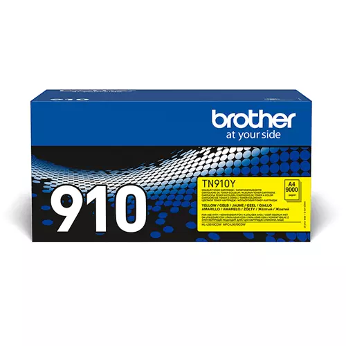 Brother TN-910Y. Colour toner page yield: 9000 pages Printing colours: Yellow Quantity per pack: 1 pc(s)
