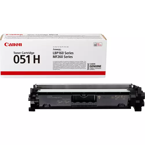 Canon 051H High Yield Toner Cartridge Black. Black toner page yield: 4100 pages Printing colours: Black Quantity per pack: 1 pc(s)