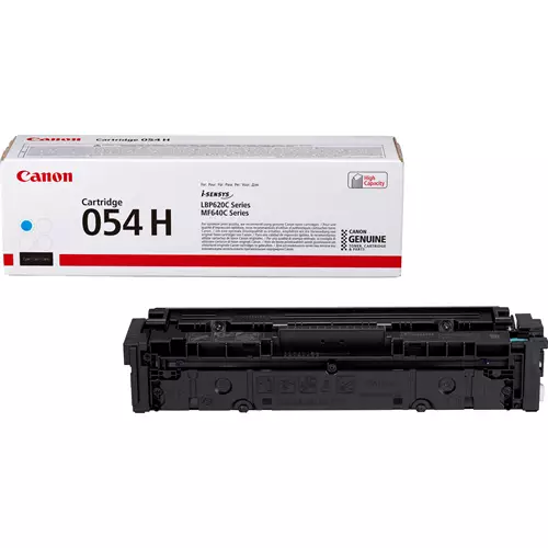 Canon 054 H High Yield Toner Cartridge Cyan. Colour toner page yield: 2300 pages Printing colours: Cyan Quantity per pack: 1 pc(s)