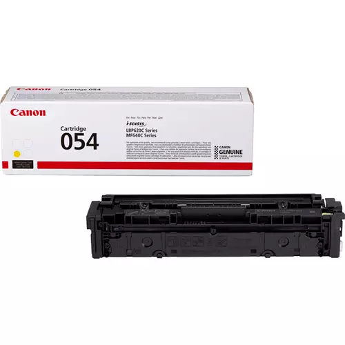 Canon 054 Toner Cartridge Yellow. Colour toner page yield: 1200 pages Printing colours: Yellow Quantity per pack: 1 pc(s)