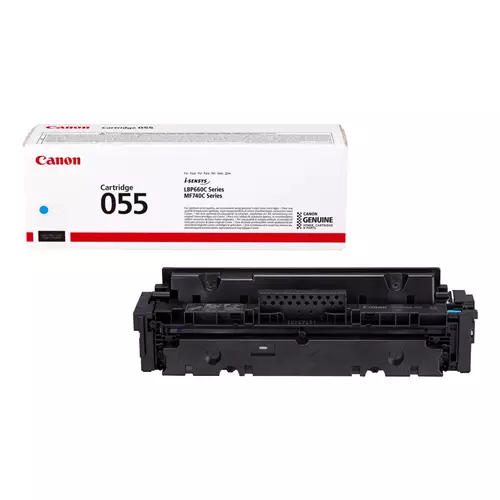 Canon 055. Colour toner page yield: 2100 pages Printing colours: Cyan Quantity per pack: 1 pc(s)