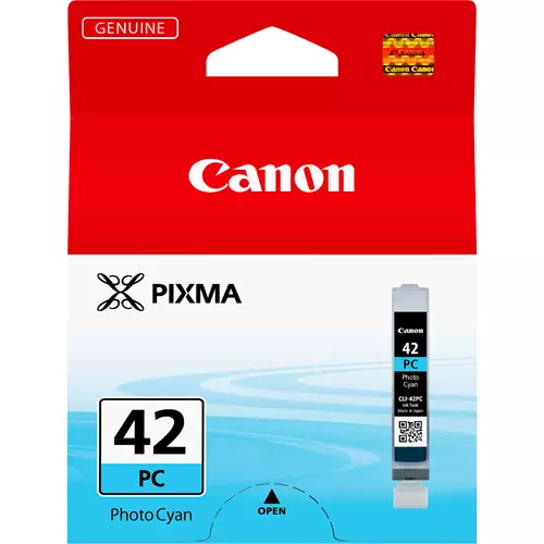 Canon CLI-42PC Photo Cyan Ink Cartridge. Colour ink type: Dye-based ink Cartridge capacity: Standard Yield Colour ink page yield: 292 pages Printing colours: Photo cyan Quantity per pack: 1 pc(s)