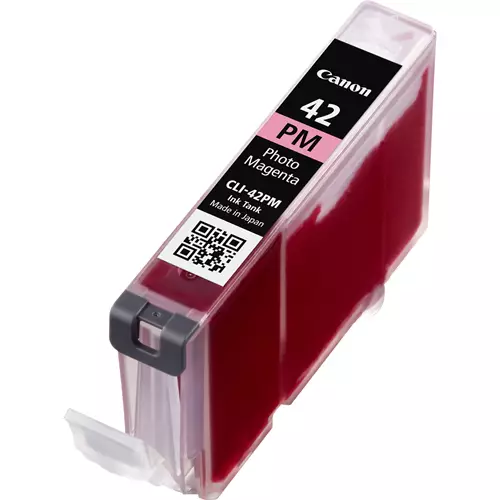 Canon CLI-42PM Photo Magenta Ink Cartridge. Colour ink type: Dye-based ink Cartridge capacity: Standard Yield Colour ink page yield: 169 pages Printing colours: Photo magenta Quantity per pack: 1 pc(s)