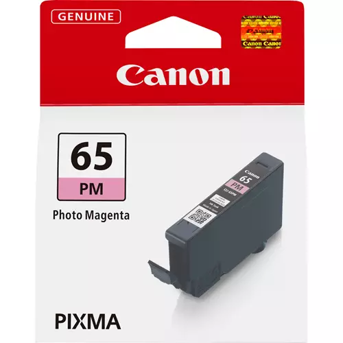 Canon CLI-65PM Photo Magenta Ink Cartridge. Colour ink type: Dye-based ink Supply type: Single pack Colour ink page yield: 320 pages Colour ink volume: 12.6 ml Printing colours: Magenta Quantity per pack: 1 pc(s)