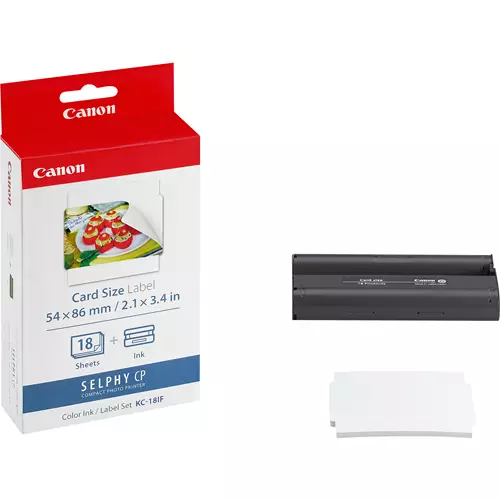 Canon KC-18IF Colour Ink + 54 x 86 mm Sticker Paper Set 18 Sheets