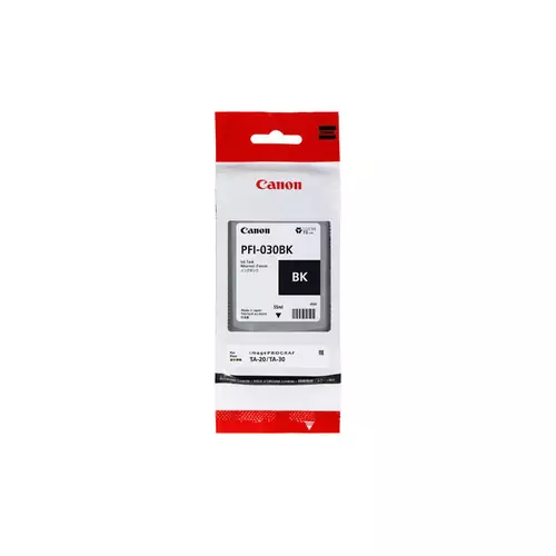 Canon PFI-030BK. Black ink type: Pigment-based ink Black ink volume: 55 ml Printing colours: Black Quantity per pack: 1 pc(s)