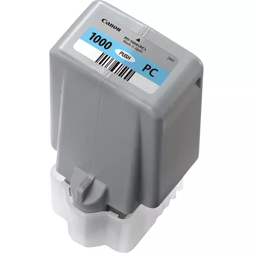 Canon PFI-1000PC Photo Cyan Ink Cartridge. Colour ink type: Dye-based ink Colour ink page yield: 5140 pages Colour ink volume: 80 ml Printing colours: Photo cyan