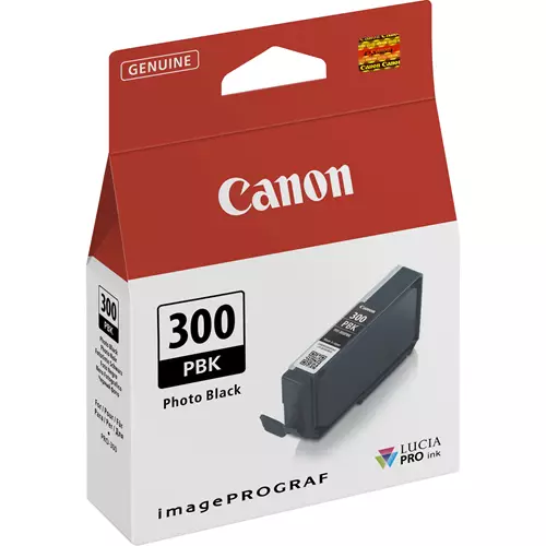 Canon PFI-300PBK Photo Black Ink Cartridge. Supply type: Single pack Printing colours: Photo black Quantity per pack: 1 pc(s) Black ink page yield: 303 pages