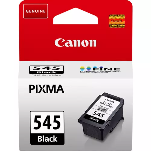Canon PG-545 Black Ink Cartridge. Black ink type: Pigment-based ink Cartridge capacity: Standard Yield Supply type: Single pack Printing colours: Black Quantity per pack: 1 pc(s) Black ink page yield: 180 pages