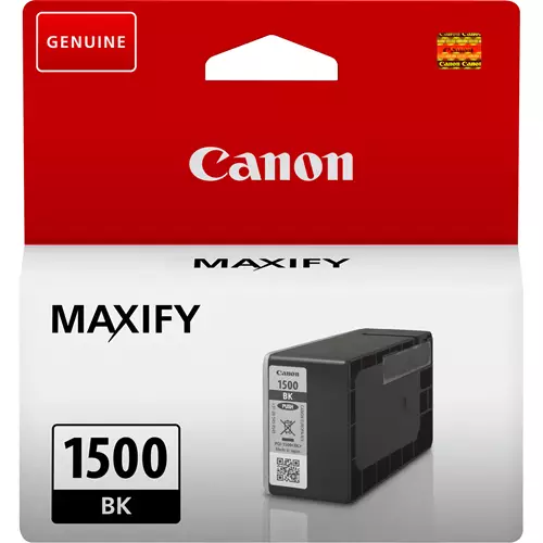 Canon PGI-1500BK Black Ink Cartridge. Black ink type: Pigment-based ink Black ink volume: 12.4 ml Printing colours: Black