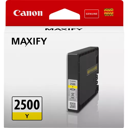 Canon PGI-2500Y Yellow Ink Cartridge. Colour ink type: Pigment-based ink Colour ink volume: 9.6 ml Printing colours: Yellow