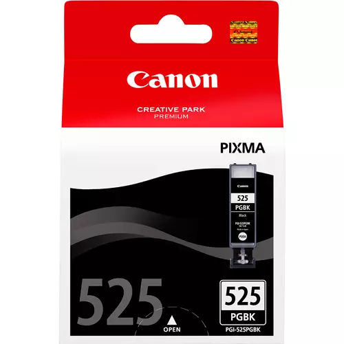 Canon PGI-525PGBK Pigment Black Ink Cartridge. Black ink type: Pigment-based ink Printing colours: Black Quantity per pack: 1 pc(s) Black ink page yield: 341 pages