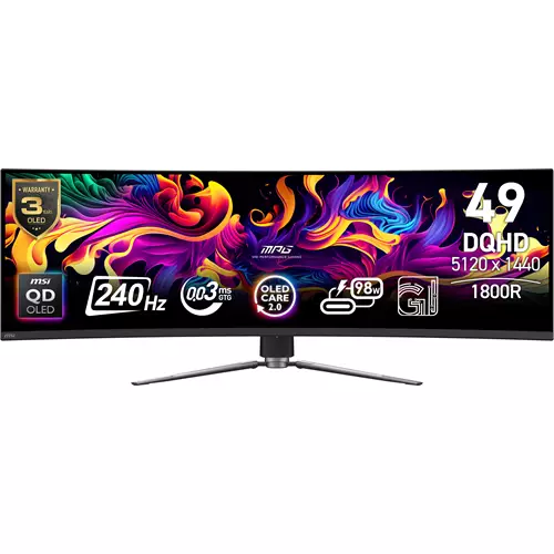 MSI MPG 491CQPX QD-OLED computer monitor 124.5 cm (49") 5120 x 1440 pixels Dual QHD Black