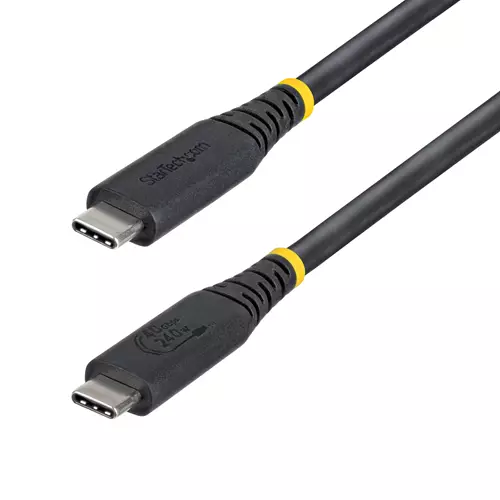 StarTech.com 50cm (1.6ft) USB4 Cable 40Gbps USB-IF Certified USB-C Cable 240W PD 8K 60Hz/4K 240Hz DP2.1 DP40 TPE Jacket Thunderbolt 4 Compatible - Black USB-C Cord