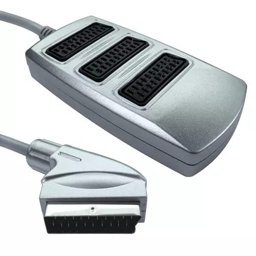 Cables Direct 3 Way SCART Splitter Box SCART cable 0.4 m SCART (21-pin) Silver
