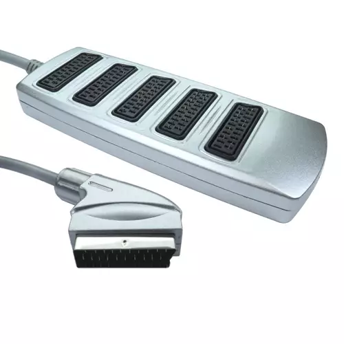 Cables Direct 5 Way SCART Splitter Box SCART cable 0.4 m SCART (21-pin) Silver