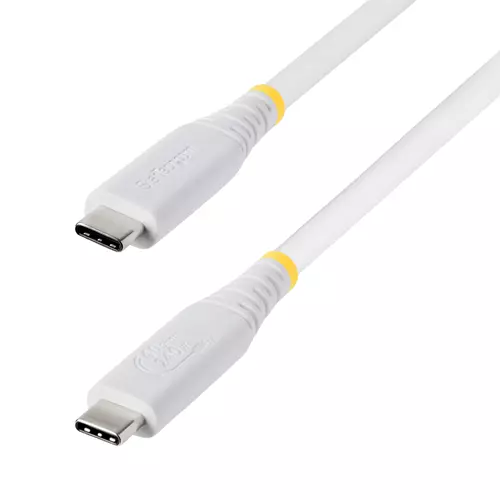 StarTech.com 50cm (1.6ft) USB4 Cable 40Gbps USB-IF Certified USB-C Cable 240W PD 8K 60Hz/4K 240Hz DP2.1 DP40 TPE Jacket Thunderbolt 4 Compatible - White USB-C Cord