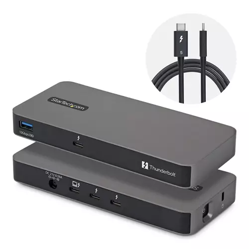 Photos - Card Reader / USB Hub Startech.com 4-Port Thunderbolt 5 Hub with Thunderbolt Share KVM 80/120Gbps 8K Multi-Display 140W PD USB-A 10Gbps TB4 &