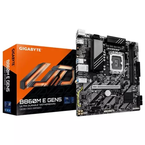 GIGABYTE B860M E GEN5 Motherboard - Intel Core Ultra Series CPUs 4+1+2 Phases VRM up to 8800MHz DDR5 (O.C.) 2xPCIe 4.0 M.2 1GbE LAN USB 3.2 Gen 1