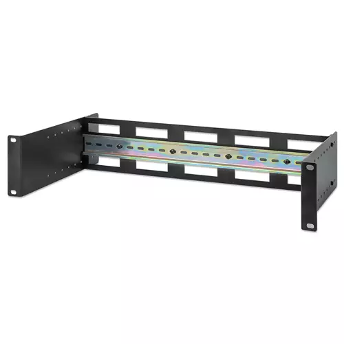 Intellinet Adjustable 19" Rackmount DIN Rail Kit 2U Chassis to Mount Top Hat DIN Rail Equipment in a 19 in. Rack Adjustable Rail Depth of 48 to 174 mm Aluminum Black RAL 9005