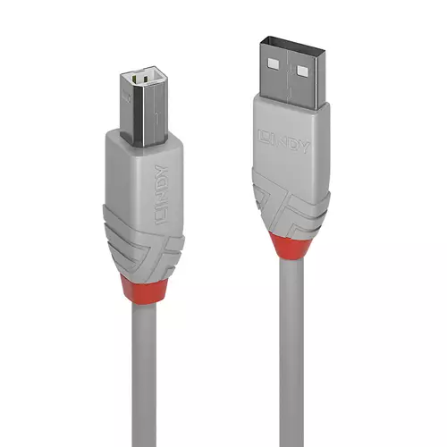 Lindy 3m USB 2.0 Type A to B Cable Anthra Line Grey