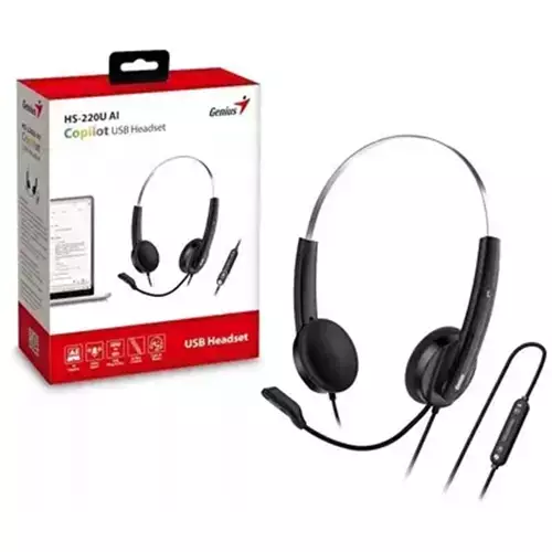 Genius HS-220U Headset Wired Head-band Office/Call center USB Type-C Black