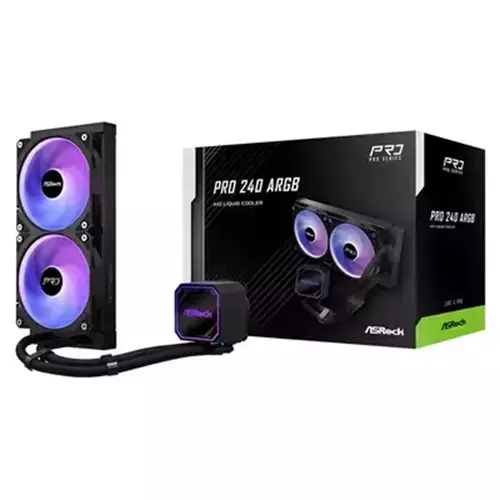 Asrock Pro 240 Argb Aio Liquid Cpu Cooler 240Mm Radiator Dual 120Mm Pwm Fans Addressable Rgb Intel Lga1700/1851 Amp; Amd Am5/Am4 Compatible