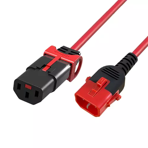 ACT Powercord C13 IEC Lock+ - C14 IEC Lock Dual Locking red 1.5 m PC3614
