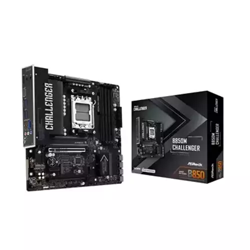 ASRock B850M Challenger AMD AM5 Socket Motherboard Micro-ATX 4x DDR5 Slots 2x M.2 Sockets Fitted I/O Shield 2.5GbE LAN 1x HDMI Port