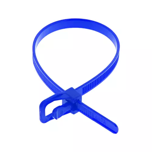 Cablenet EVT-S12BL-TA. Type: Releasable cable tie Material: Nylon Product colour: Blue. Length: 300 mm Width: 4.8 mm. Quantity per pack: 100 pc(s)