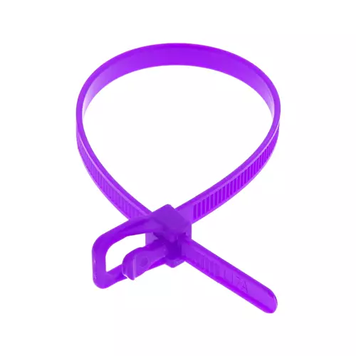 Cablenet EVT-S12PR-TA. Type: Releasable cable tie Material: Nylon Product colour: Purple. Length: 3 mm Width: 4.8 mm. Quantity per pack: 100 pc(s)