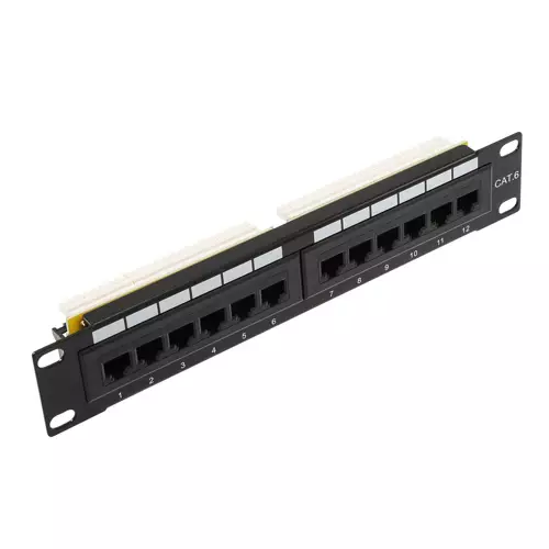 Cablenet 12 Port 10inch Cat6 UTP Patch Panel. Connector(s): RJ-45 Cable types supported: Cat5e Cat6 Cable shielding: U/UTP (UTP). Mounting: Rack mounting Rack capacity: 1U Product colour: Black