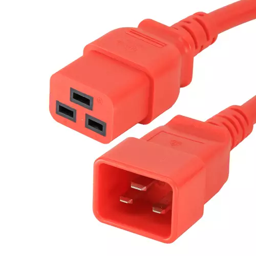 Cablenet 1m IEC C20 - IEC C19 Red PVC 1.5mm Power Leads. Cable length: 1 m Connector 1: C20 coupler Connector 2: C19 coupler