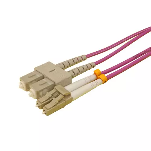 Cablenet 1m OM3 50/125 LC-SC Duplex Violet LSOH Fibre Patch Lead